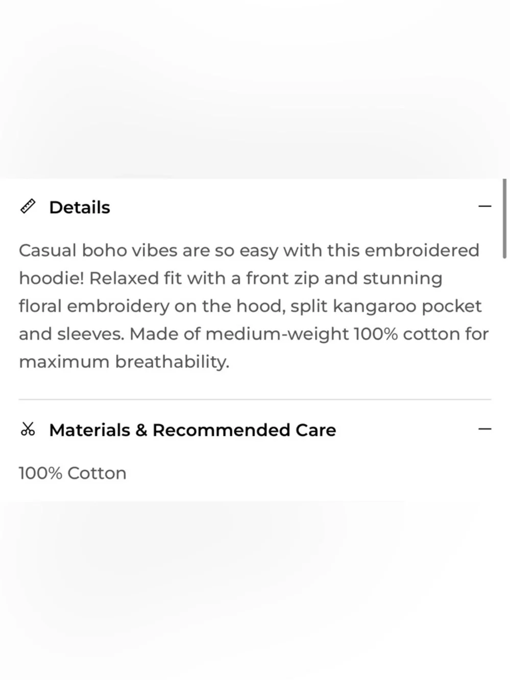 Driftwood Full zip Boho  Embroidered Hoodie , Medium - Picture 2 of 6